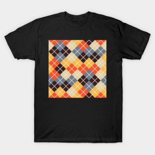 Argyle Pattern Yellow Orange and Blue T-Shirt